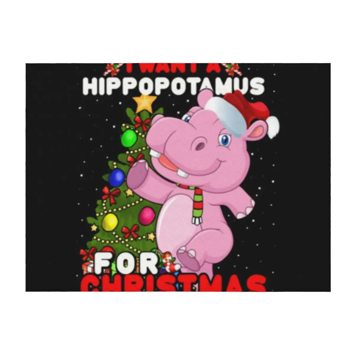 

I Want A Hippopotamus For Christmas Throw Blanket Cute Plaid Hairy Flannel Fabric Plush Blankets