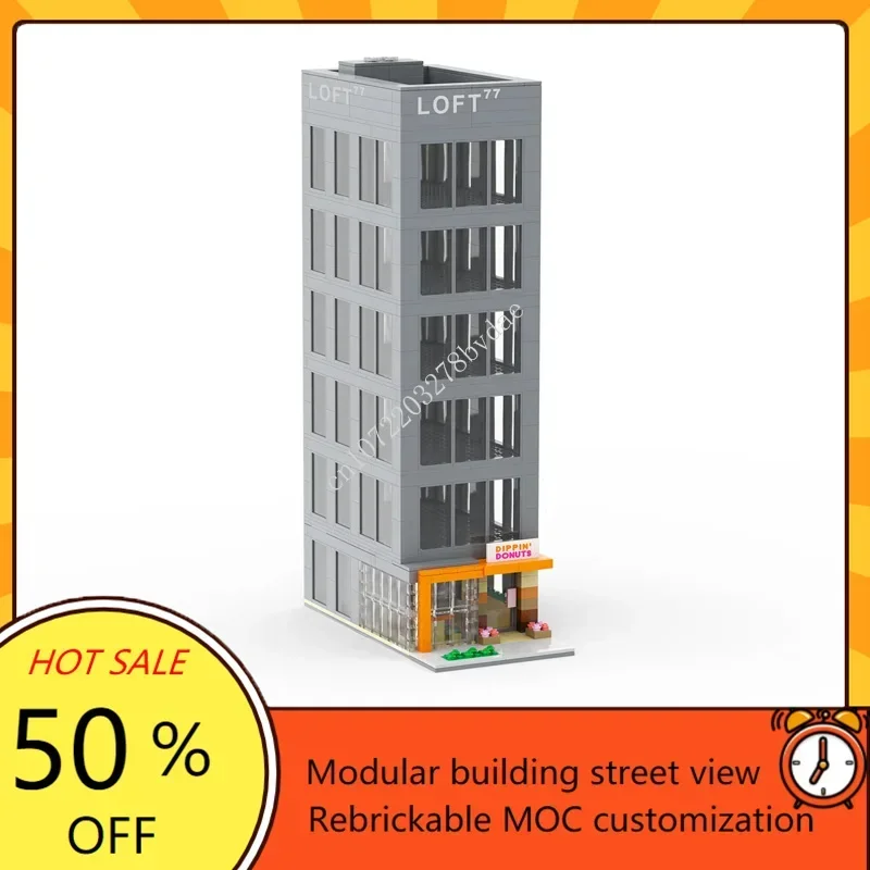 819PCS LOFT 77 & Dippin' Donuts Modulare MOC Creativo vista stradale Modello Building Blocks Architettura Modello di assemblaggio Giocattoli Regalo