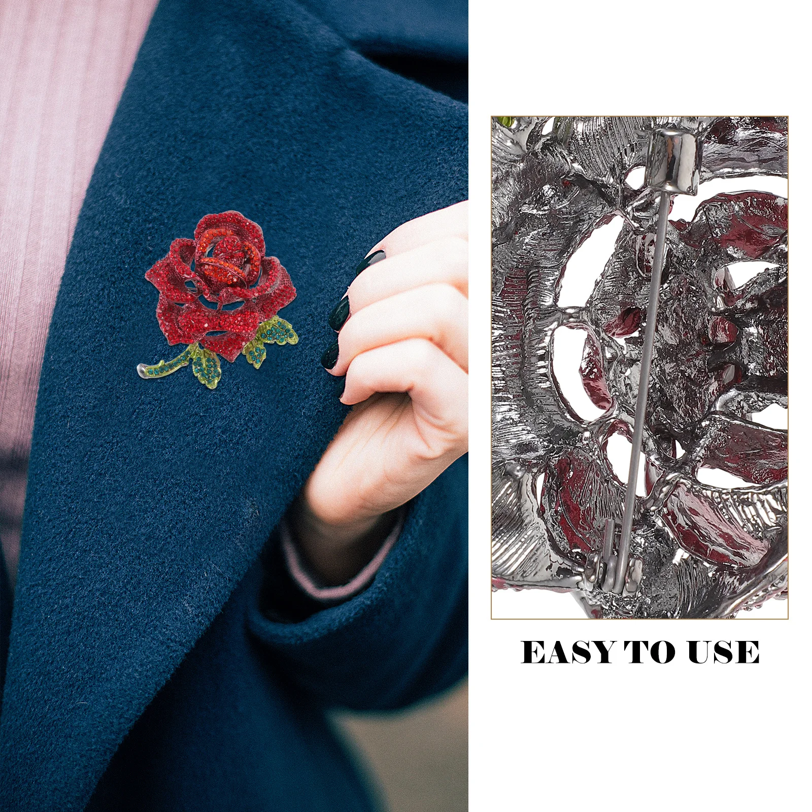 

Crystal Rose Brooch Pin Delicate Rhinestone Flower Lapel Pin Women Clothing Dress Decoration Fashion Jewelry Accessories