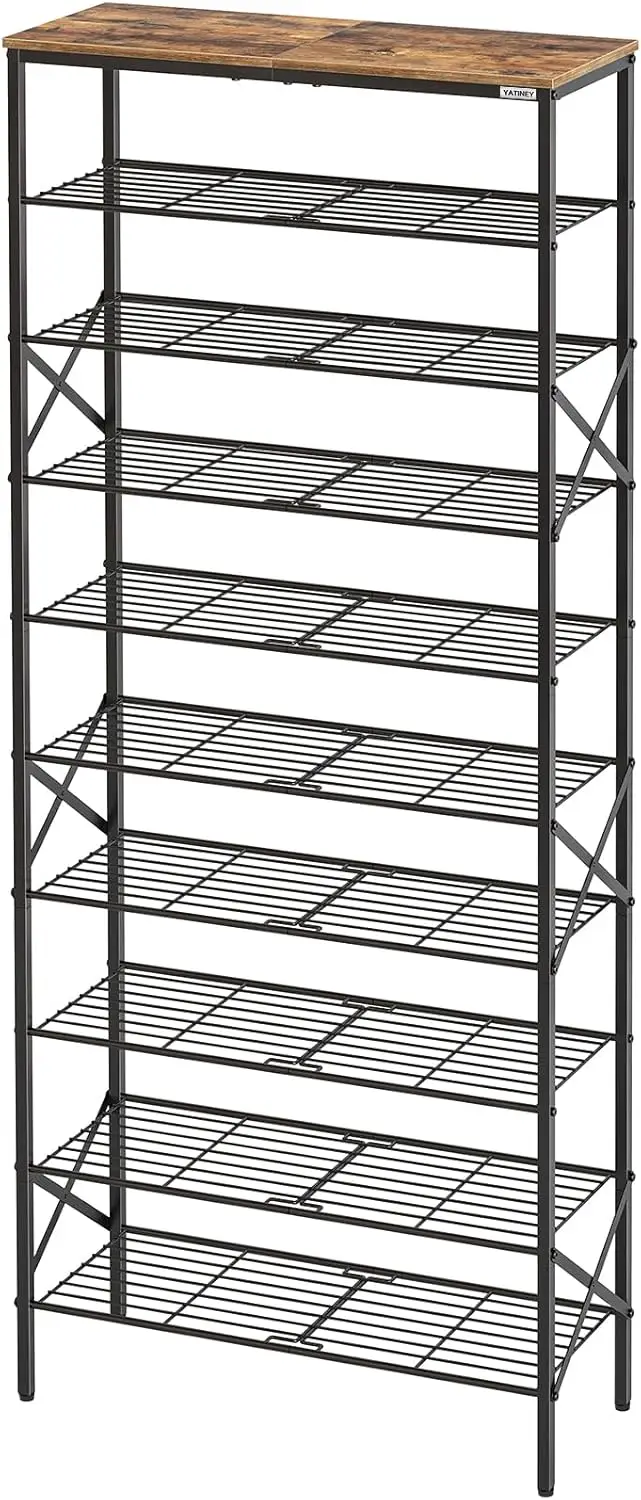 10 Tier Shoe Rack, Shoe Storage Organizer, Large Capacity Shoe Shelf Holds 40 Pairs of Shoes, Durable and Stable