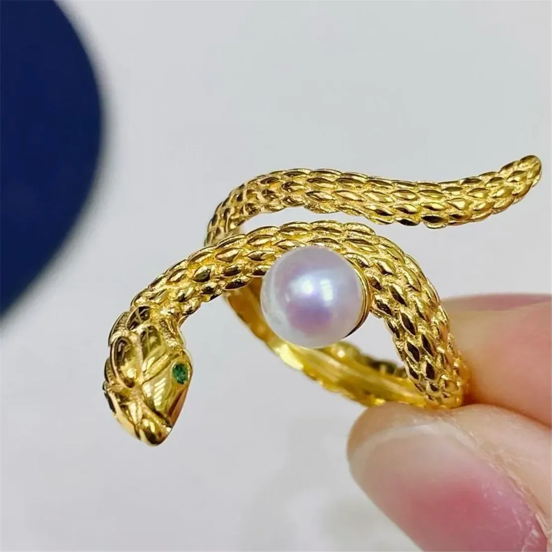 925 Stamped Alloy Gold-Plating Adjustable Pearl Ring Holder DIY Jewelry Findings, Craft Supplies for Handmade Rings No Pearl
