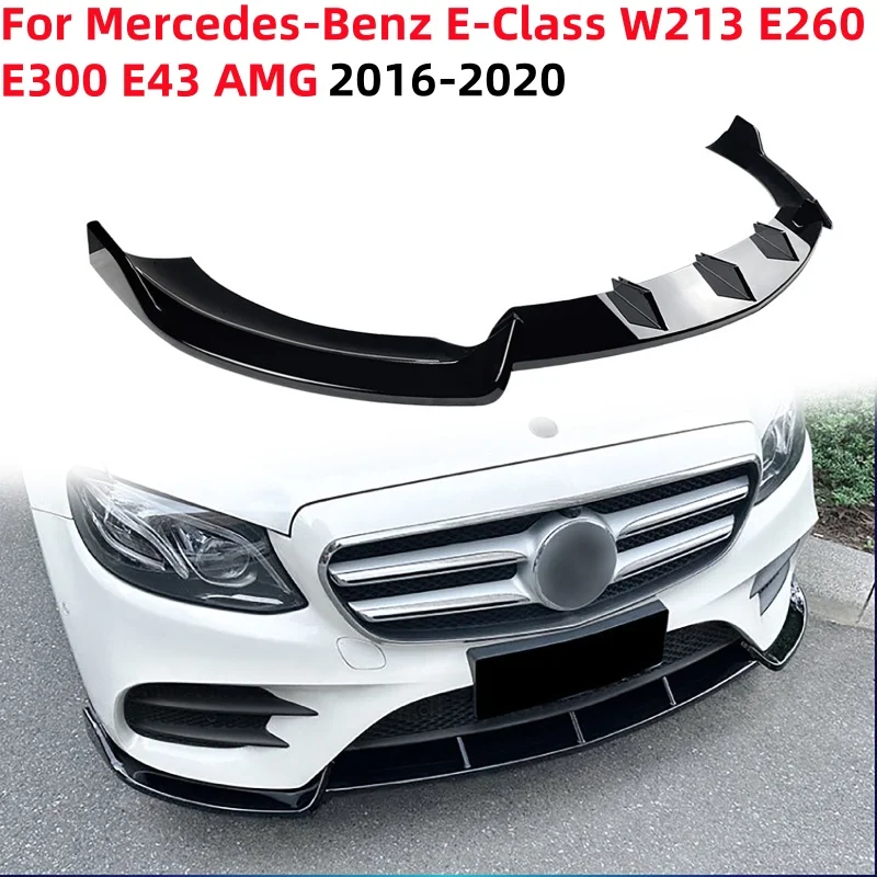 

3Pcs Car Front Bumper Lip Diffuser Spoiler Kit For Mercedes-Benz E-Class W213 E260 E300 E43 AMG 2016-2020