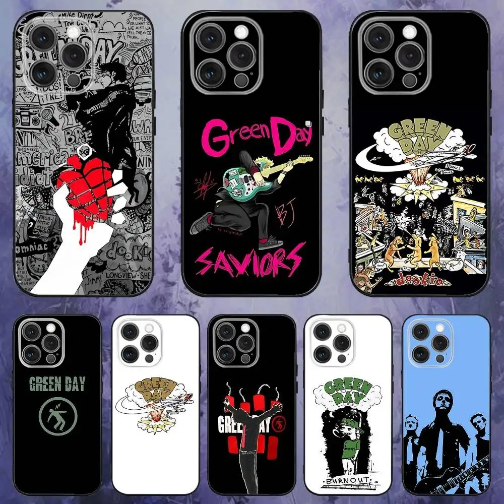 

G-Green Day Band Phone Case For iPhone 17,16,15,14,13,12,Pro,Max,Plus,E,SE4,Air,Mini Black Soft Box