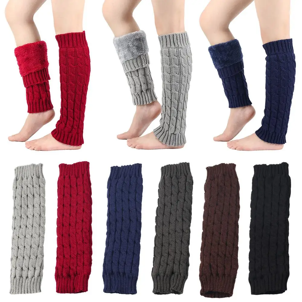 Chaussettes longues épaisses en peluche pour femmes, chaussettes tricotées, couvre-pieds en laine chaude, couvre-bottes d'automne et d'hiver