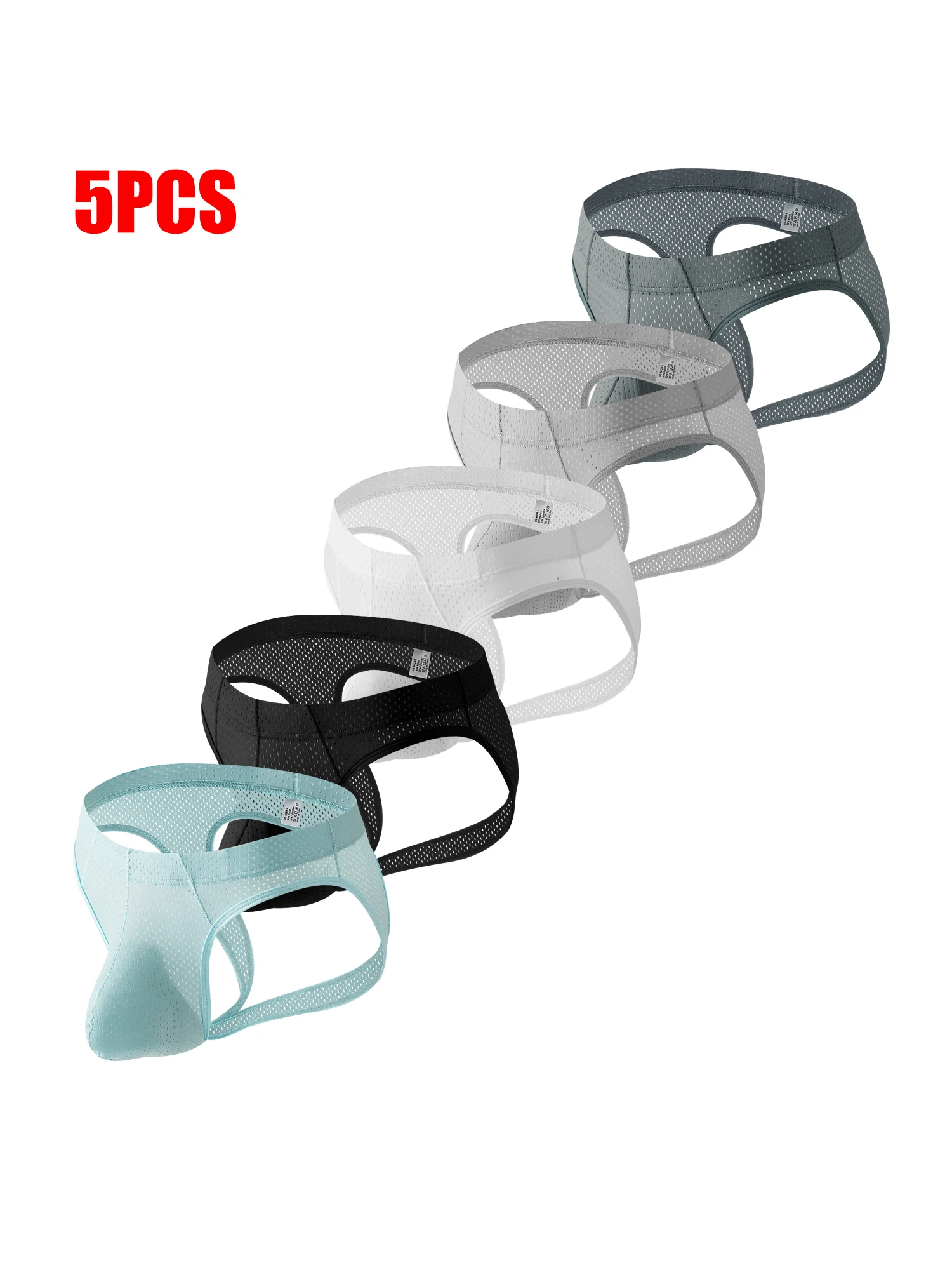 

5 PCS high-stretch mesh sexy double thong men's erotic underwear