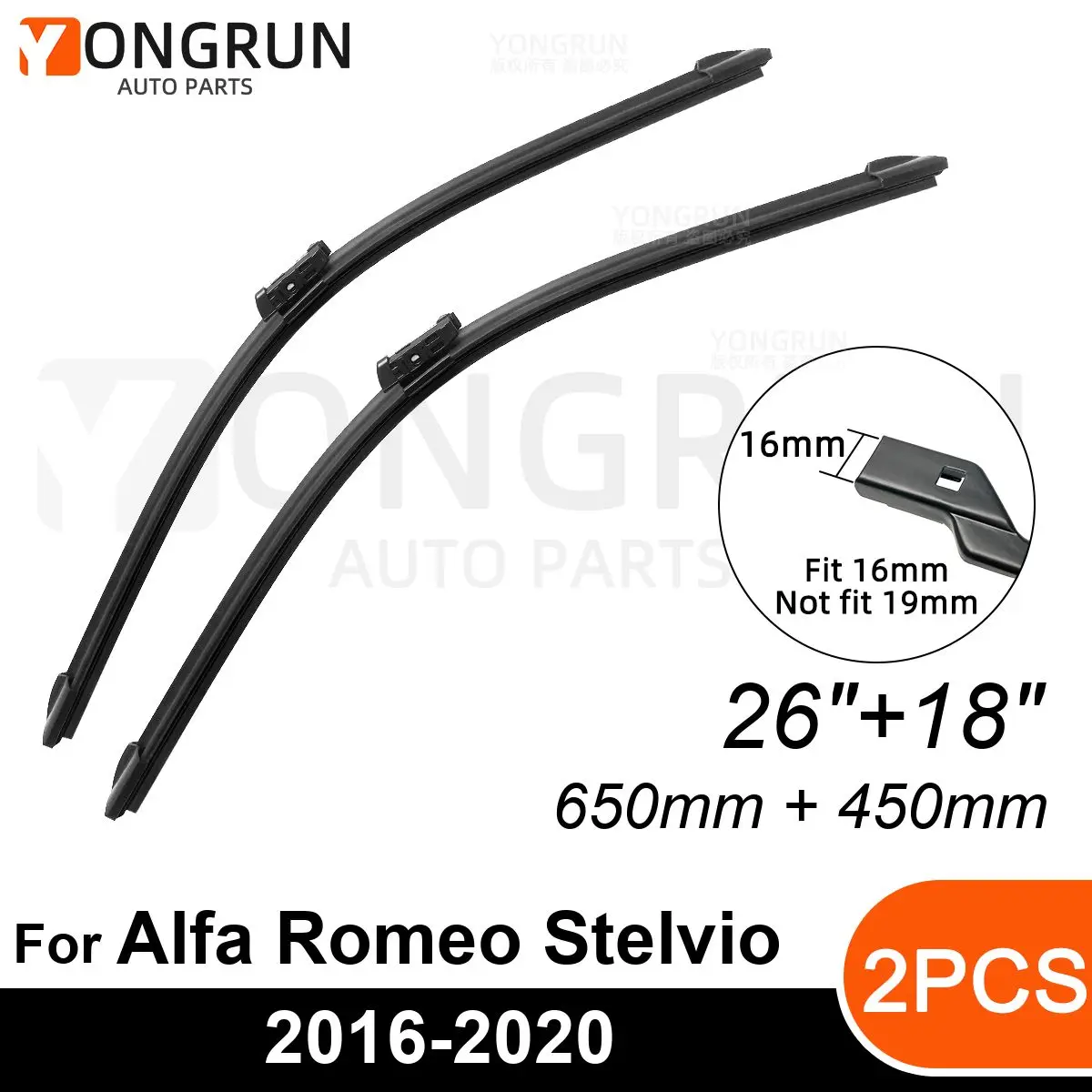 

Front Wipers For Alfa Romeo Stelvio 2016-2020 Wiper Blade Rubber 26"+18" Car Windshield Windscreen Accessories 2017 2018 2019