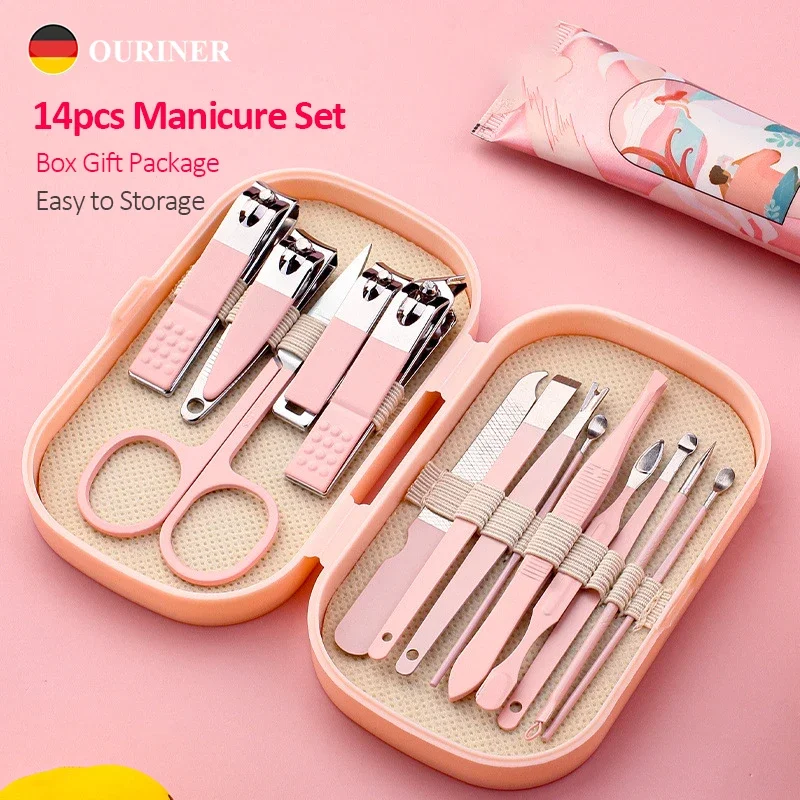 14-Piece Deluxe Manicure & Pedicure Kit - Stainless Steel Nail Care Tools with Travel Case, Rust - Resistant  Clippers