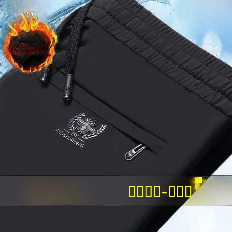 

Мужские утепленные повседневные брюки на флисовой подкладке, теплые прямые спортивные штаны свободного кроя больших размеров, осенне-зимние длинные брюки