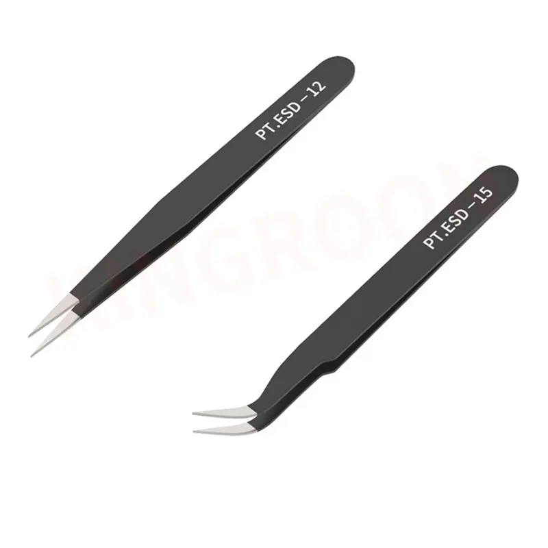 Stainless Steel Eyelash Extension Tweezers Straight and Curved Anti-static Grafting Lashes Tweezer