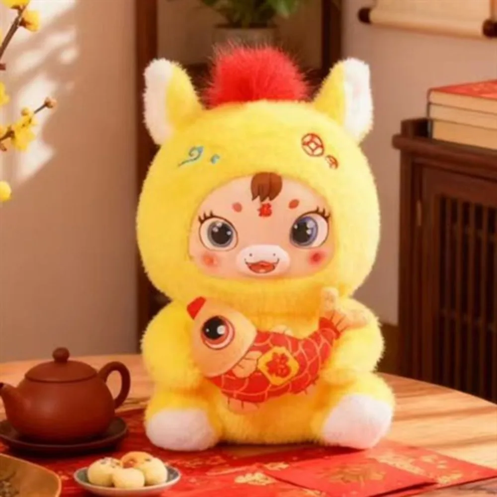 ตุ๊กตาม้าตัวน้อยยืนได้ ขนฟูหางยาว หางม้าพองฟู ทำจากใยฝ้าย PP ขนาด 22/26 ซม. ของขวัญตุ๊กตาม้าการ์ตูน