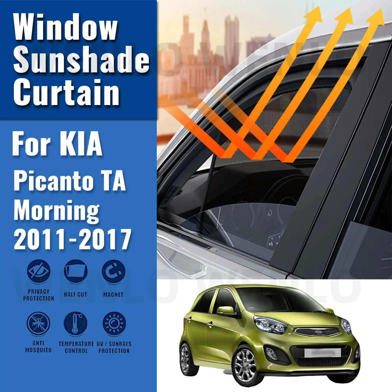 

For KIA Picanto TA Morning 2011-2017 Car Sun Visor Accessories Window Windshield Cover SunShade Curtain Mesh Shade Blind Custom