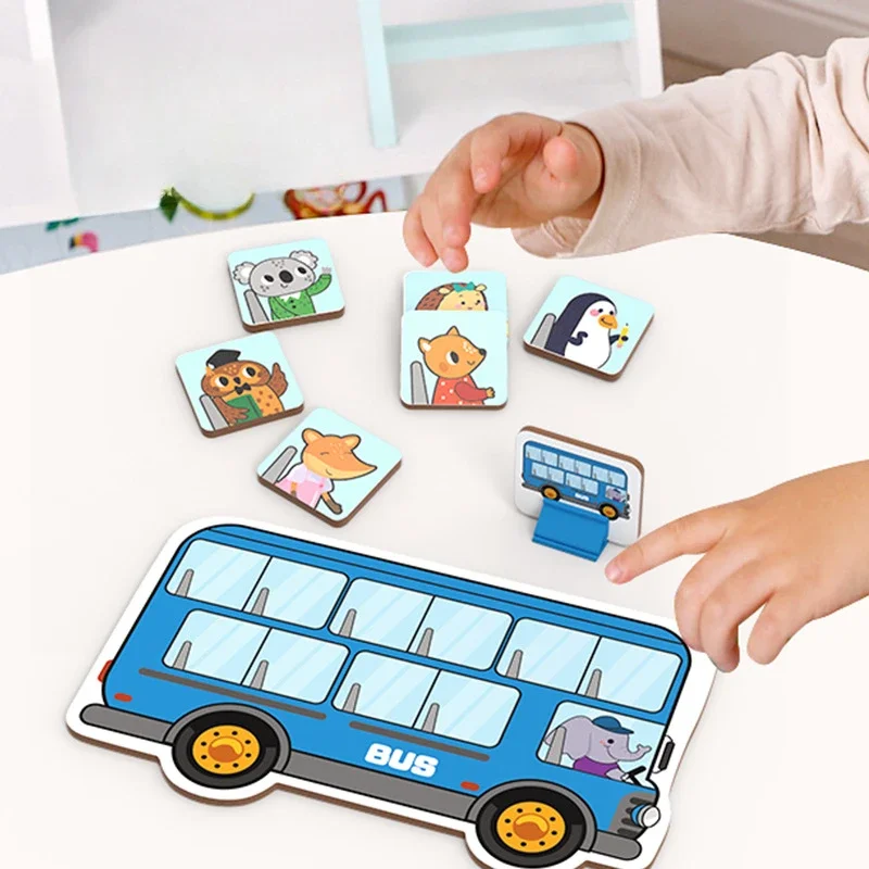 Animal bus stop computing ability training parent-child interactive puzzle board game enlightenment early education