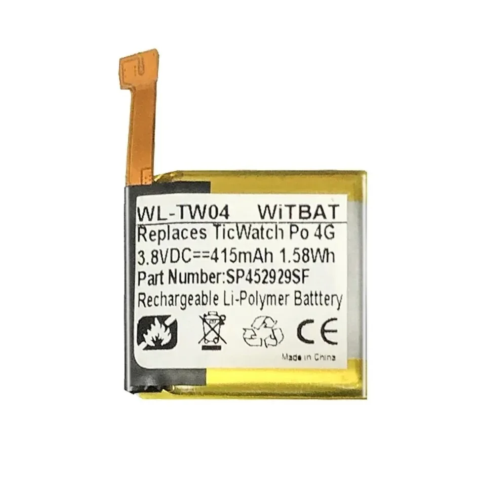 Replacement Watch Battery For Ticwatch pro 4G Version SP452929SF (4G Ver.) 415mAh