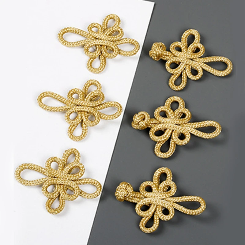 Gold Wire Chinese Cheongsam Button Dragonfly Knot Fastener Closures DropShipping