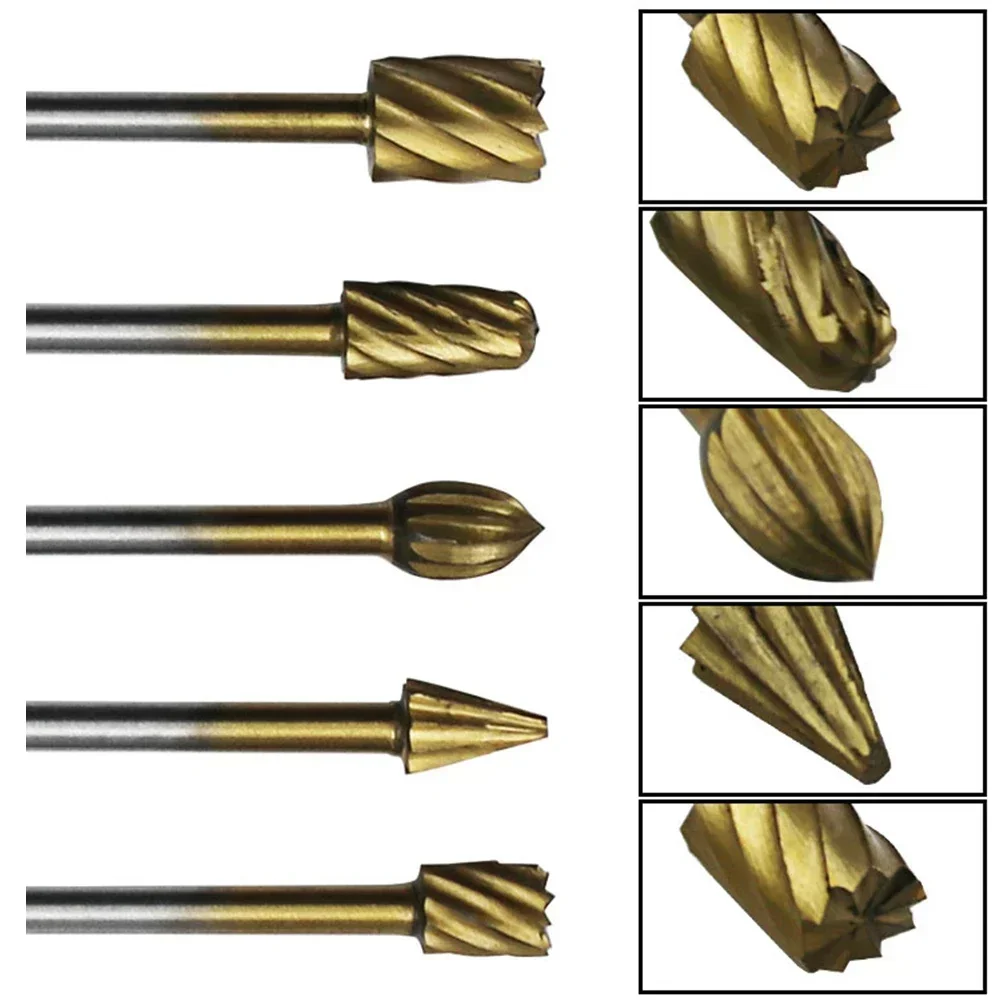 10pcs Burr Bit For Plastic Wood Metal Rotary Tool High Speed Steel Burr Bit Set Cutting Carving Routing Bur Tools Accessories