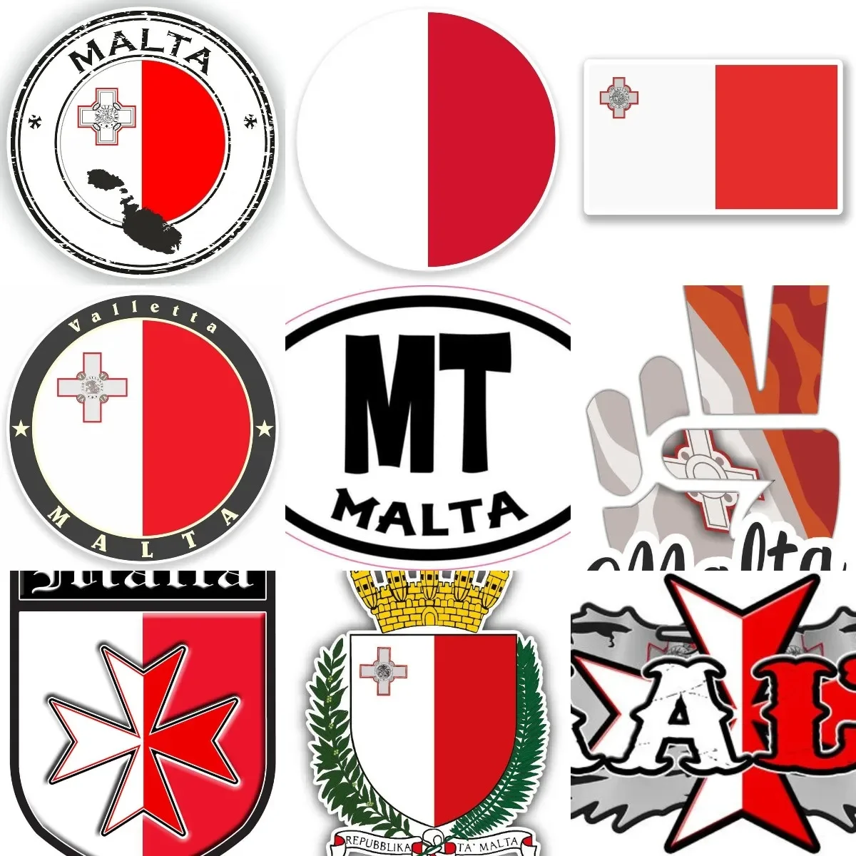 

Malta Flag Map National Emblem Creative Personalized PVC Waterproof Stickers for Decorate Car Bicycle Wall Room Bumper Van Suv
