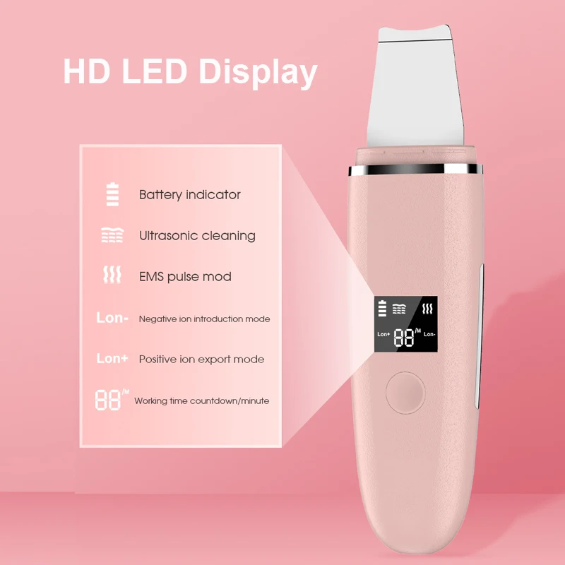 超音波クリーナー画面超音波スキンスクラバーディープフェイスクリーニング機械シャベルスキンケアフェイスリフト剥離顔