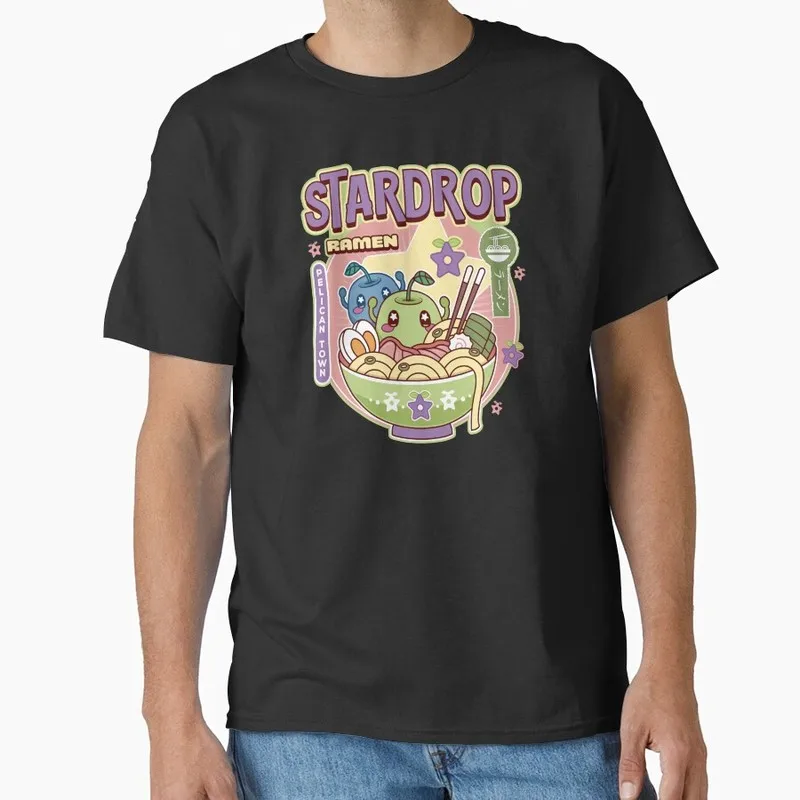 Junimos Ramen Cute Stardew Valley Videogame Gift t shirt for Gamer Short sleeve Graphic Clothes Cartoon tee S-6XL
