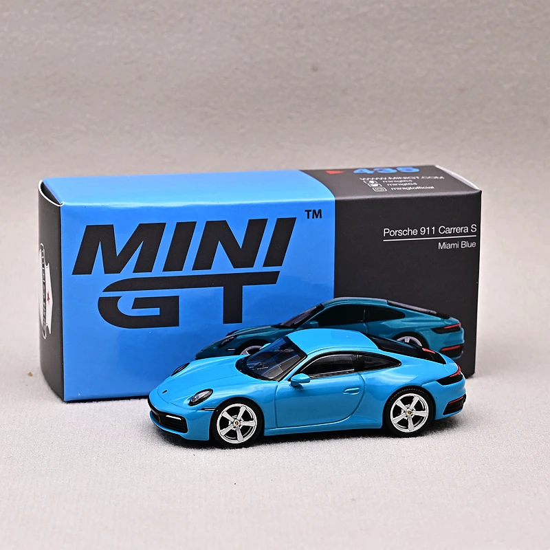 TSM MINI GT 1:64 #435 911 (992) Carrera S Miami Blue Die-cast alloy car model collection display gifts