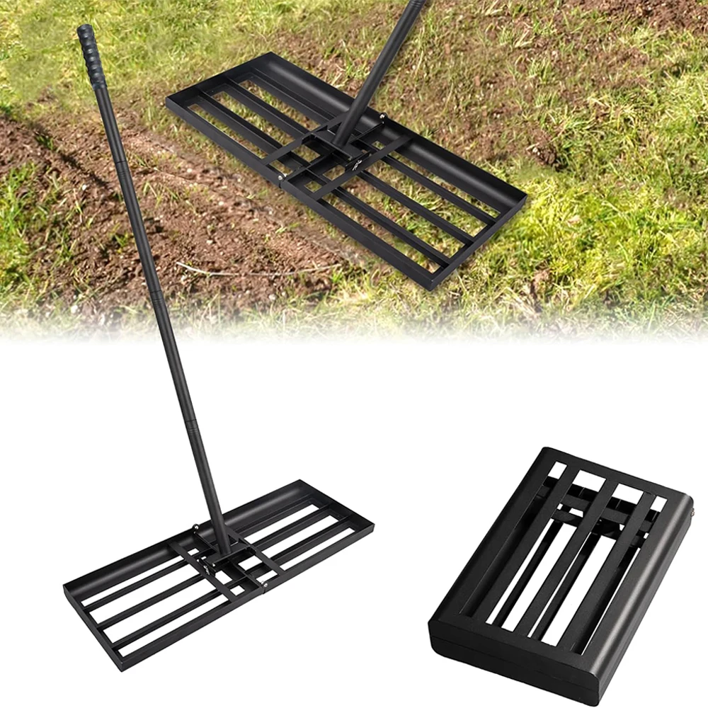 

75cm Lawn Levelling Rake Levelawn Tool Extra Long Handle Garden Tool for Grass Surface Preparation Stainless Steel