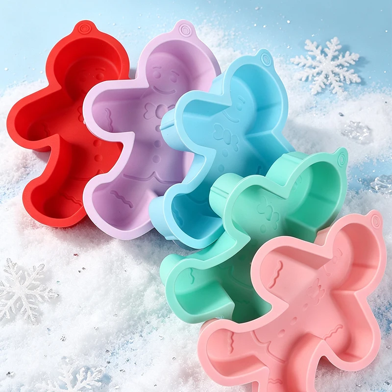 3D Large Gingerbread Man Silicone Mold Christmas DIY Chocolate Candy Cookie Cake Baking Candle Soap Craft Making Mold