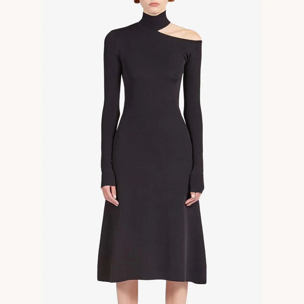 Abito longuette con scollo alto elegante personalizzato Abiti da sera a trapezio Abiti da festa da ballo di alta qualità squisiti formali per le donne