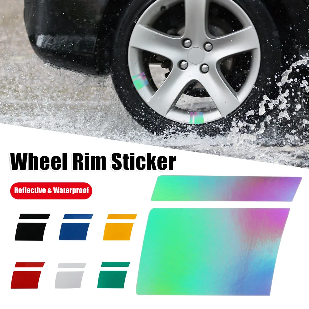 6 Pcs Reflective Car Wheel Rim Decals Stripe Racing Wheel Rim Stickers Safety Decoration for 18 -21 Inch Wheels Car Accessories