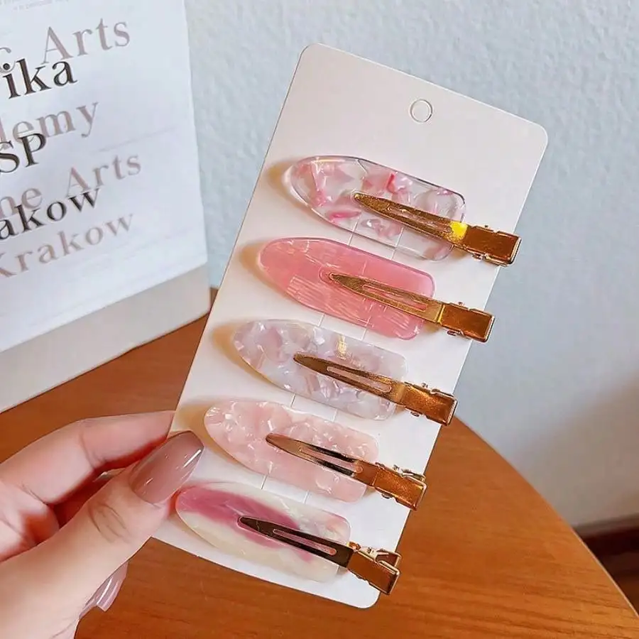 

5 Pack Pink Seamless Hair Clips - Alligator Clips for Bangs and Side Bangs - Cute Hair Accessories for Women and Girls - Summer Barrette Claw Clips