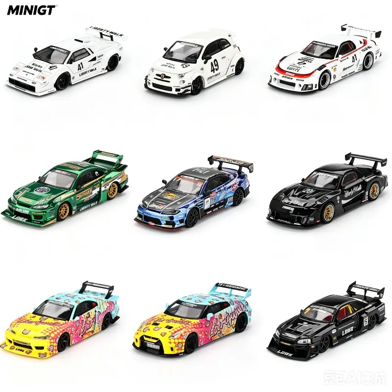 MINIGT 1:64 Lamborghini Bugatti Pagani BMW McLaren Nissan Alloy Diecast Car Model In StockCollection,adult collectible.