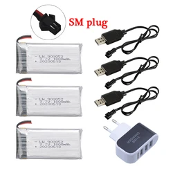 (SM plug) 3.7V 1800mah Lipo Battery and USB charger For RC Drones RC helicopter RC quadcopter Parts Accessories 903052
