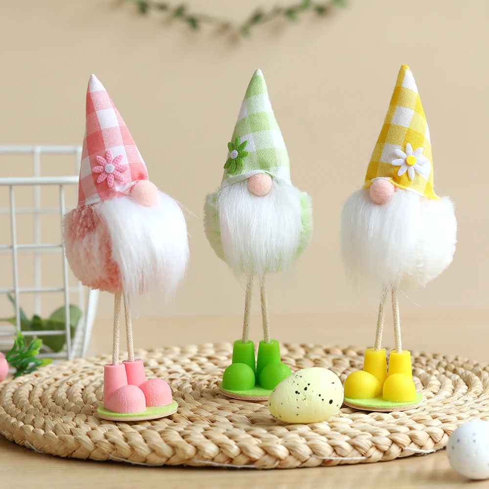 Easter Self-Standing Bunny Gnome Decoration Plush Spring Gnomes Handmade Rabbit Gifts Elf Faceless Doll Holiday Home Decoration