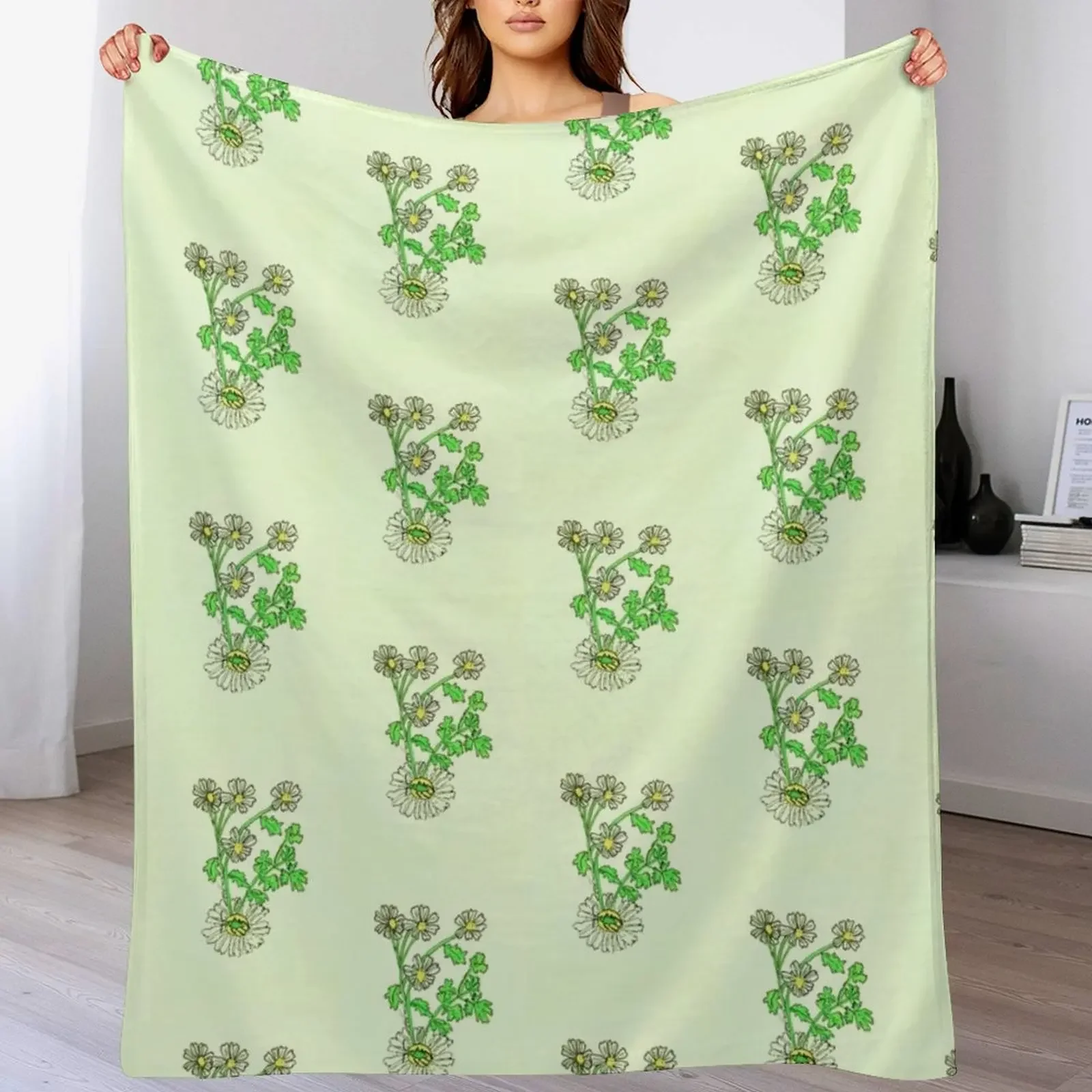

Green Capsid Bug on Chamomile Throw Blanket Versatile Cozy Throw Blanket for All Occasions