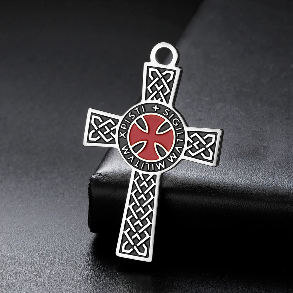 Dawapara Templer-Kreuz-Anhänger für die Schmuckherstellung, Heiliger Ritter, religiöser Schutz, Amulett, Edelstahl-Charm, DIY-Zubehör – Detail 13