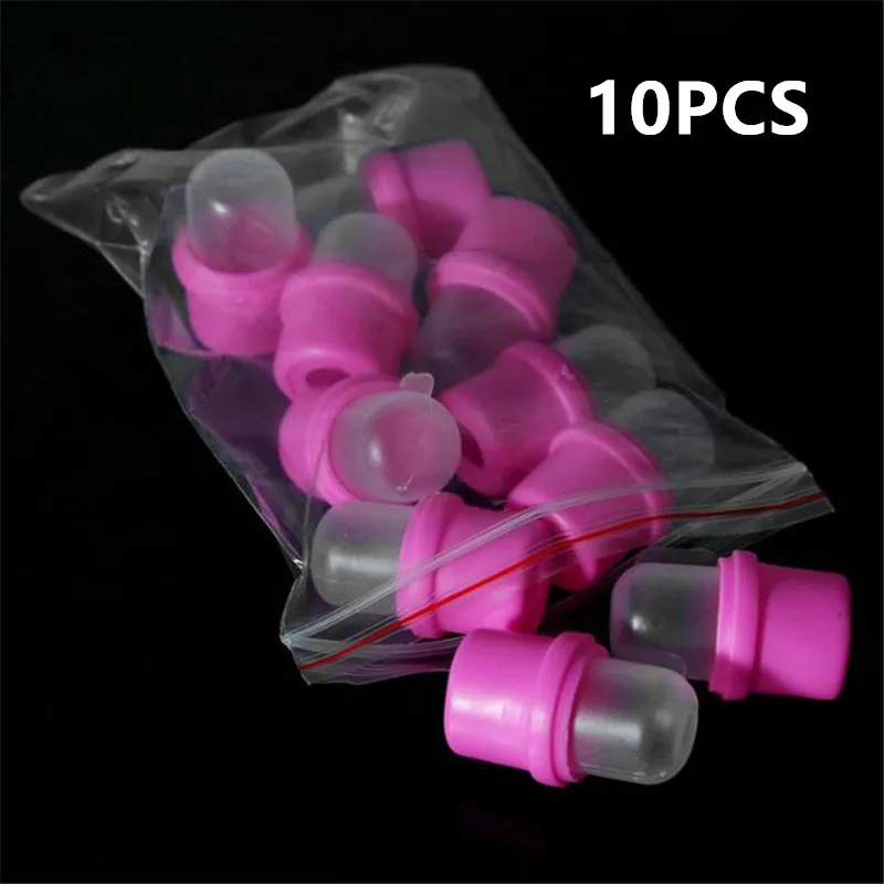 Heißer Verkauf 10 Stück rosa Silikon UV-Gel Nagellack entferner Wickel nagel Einweichen Kappe Clip für Finger Zehen Maniküre-Tool