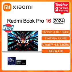 XIAOMI-ノートブックRedmiBookPro 16,PC,intel UL5,125h,7, 155h,ram,32gb,ssd,1テラバイト,16インチ,3.1k 165hz、超軽量、2021