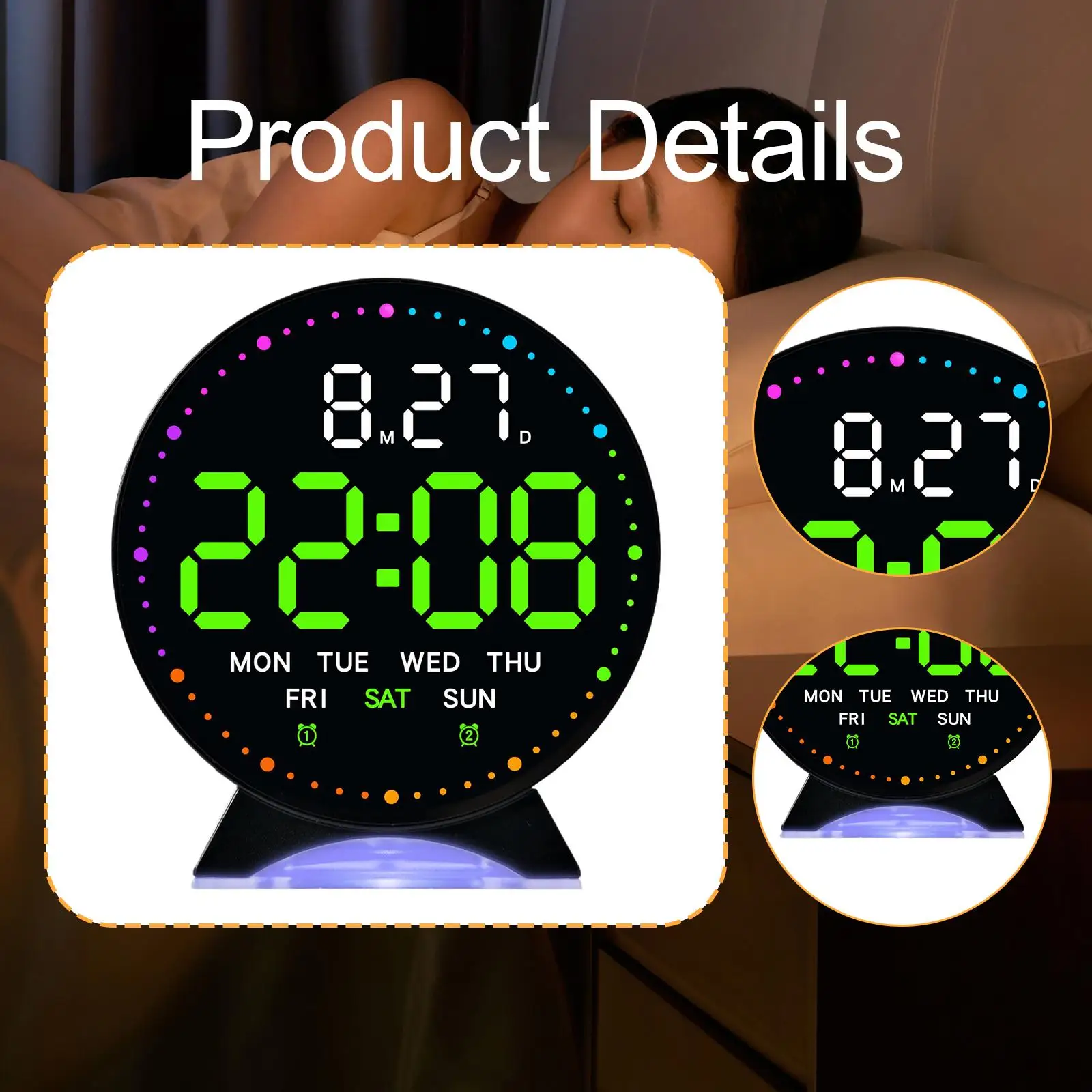Silent LED Desk Clock 6