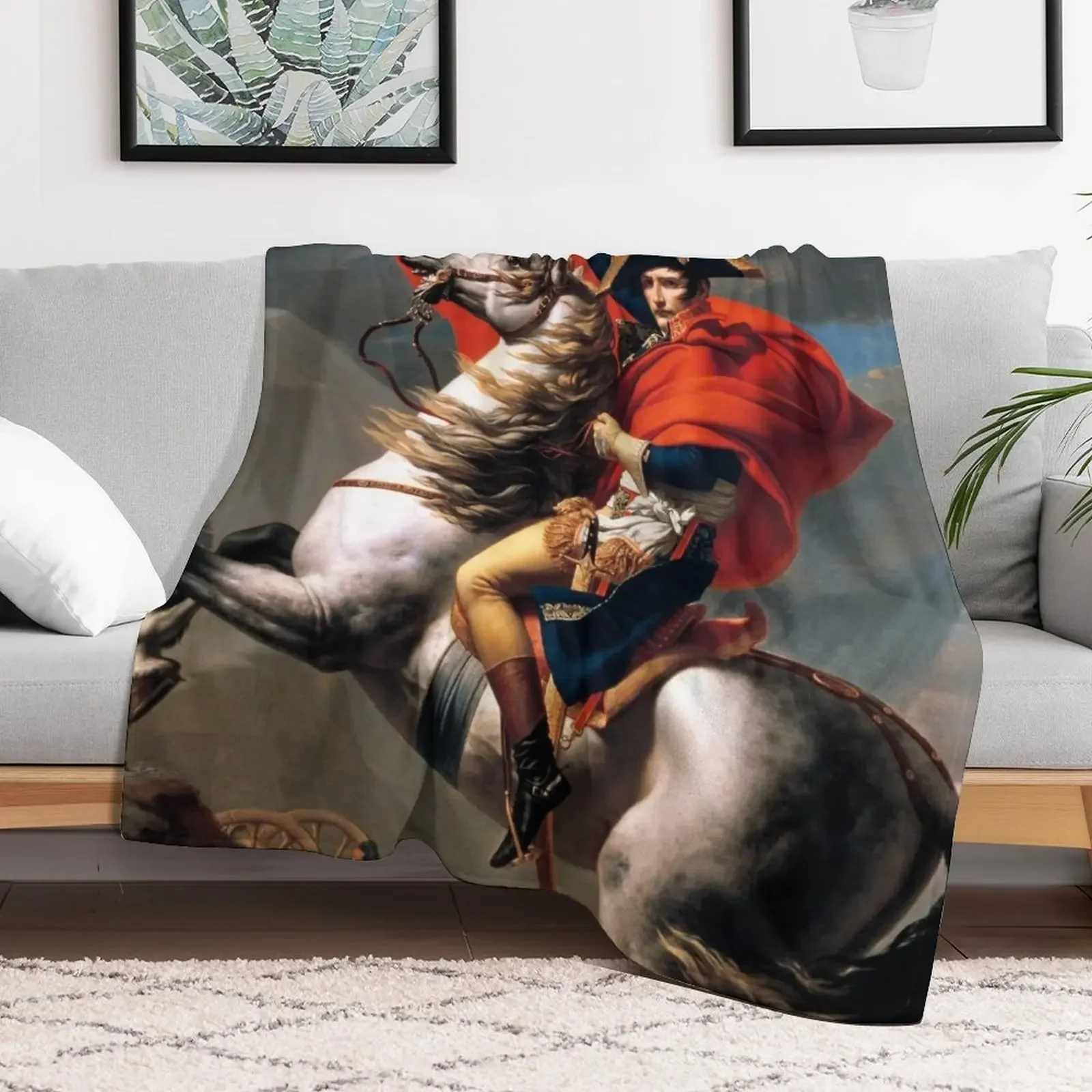 Napoleon Crossing the Alps by JL David Throw Blanket christmas gifts Softest Luxury St Weighted Blankets