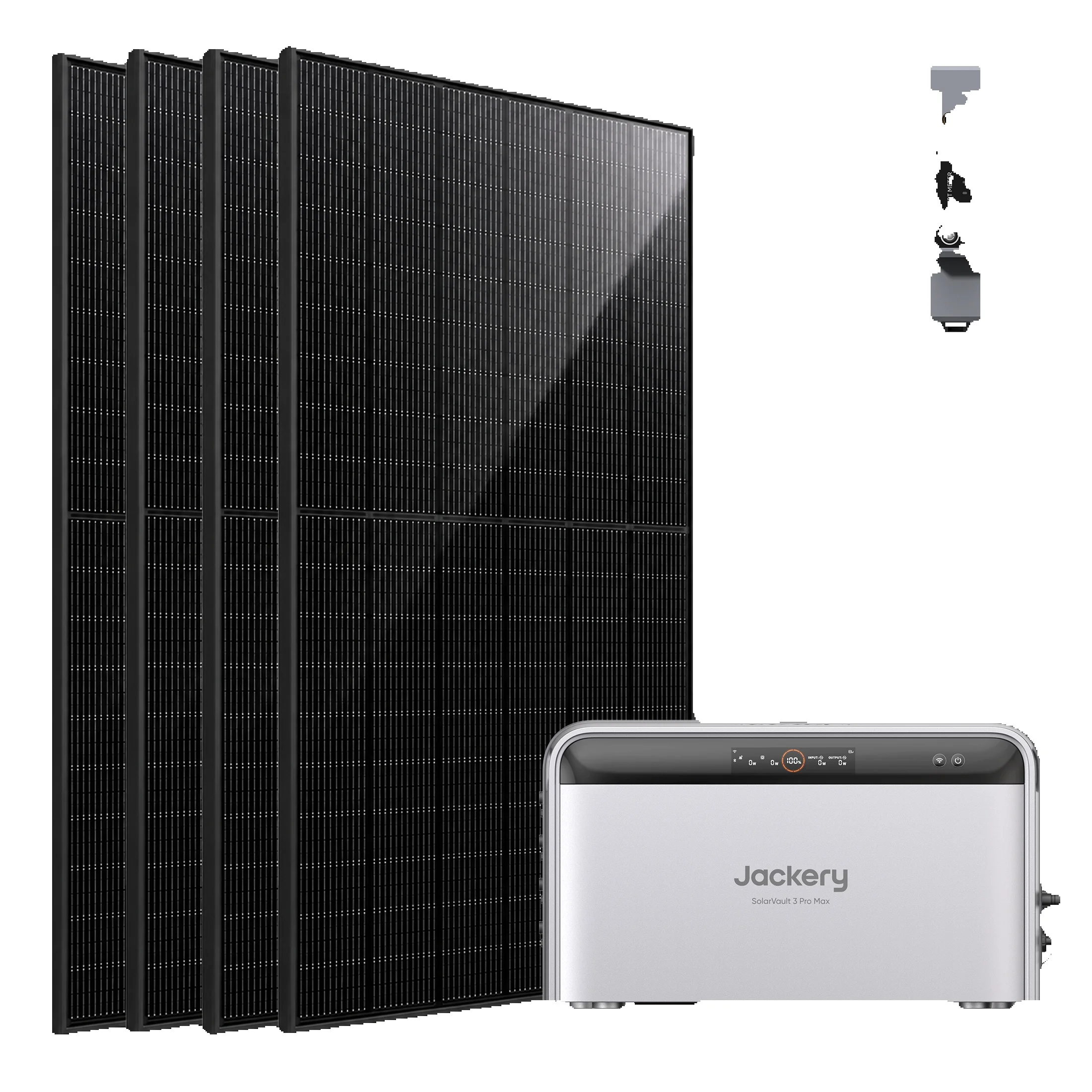 Jackery SolarVault 3 Pro Max Balkonkraftwerk mit Speicher, mit Smart Meter 2500 W, 4 MPPT, 4000 W PV-Eingang, mit 4 x 500 W Solarmodulen, erweiterbar bis 15 kWh