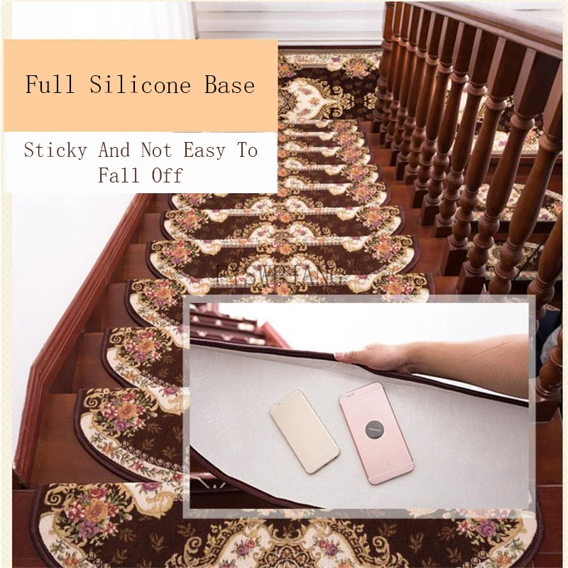 European Style Stair Mat Full Silicone Base Carpet Self-Adhesive Anti-Slip Indoor Cement Solid Wood Stair Anti-Collision Mat