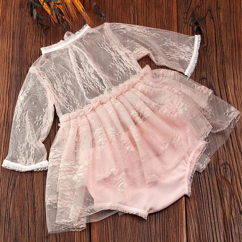 Ylsteed 2 Pieces Set Newborn Girl Lace Dress Romper with underpants Baby Girl Photography Outfits