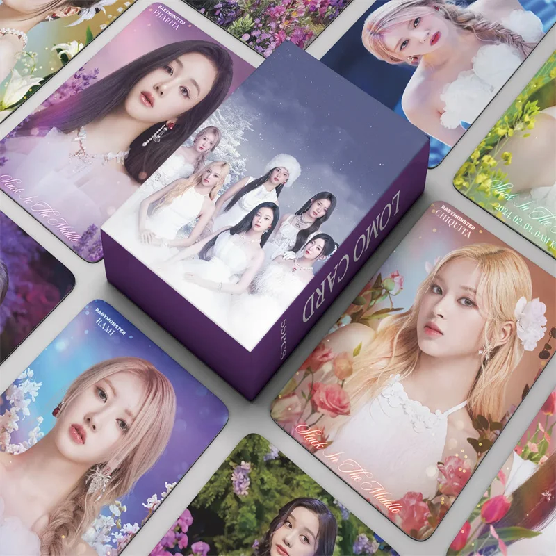 55 szt./zestaw Kpop Idol nowy Album małego potwora wbity w środkową kartę Lomo print fotokards HARAM RORA AHYEON ASA RUKA Fans prezent