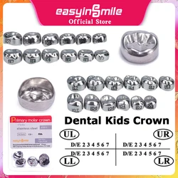 Dental Crown Kids Primary Molar Crown Teeth Stainless Steel Pediatric Temporary Crowns Dentist for Upper/Lower Left/Right 5Pcs