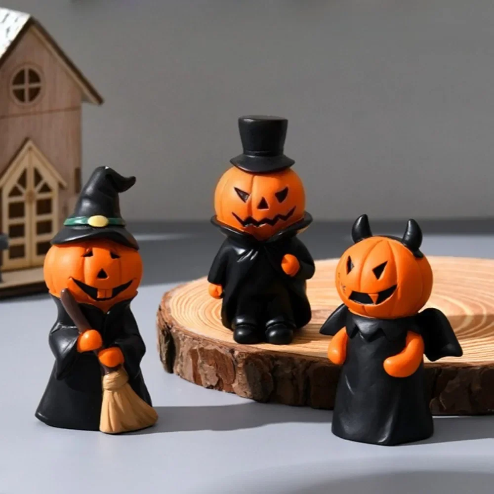 دمية ساحرة من الراتنج لديكور الهالوين المخيف مع زخرفة سطح المكتب على شكل يقطين لتزيين هدايا مهرجان المنزل المسكون #3