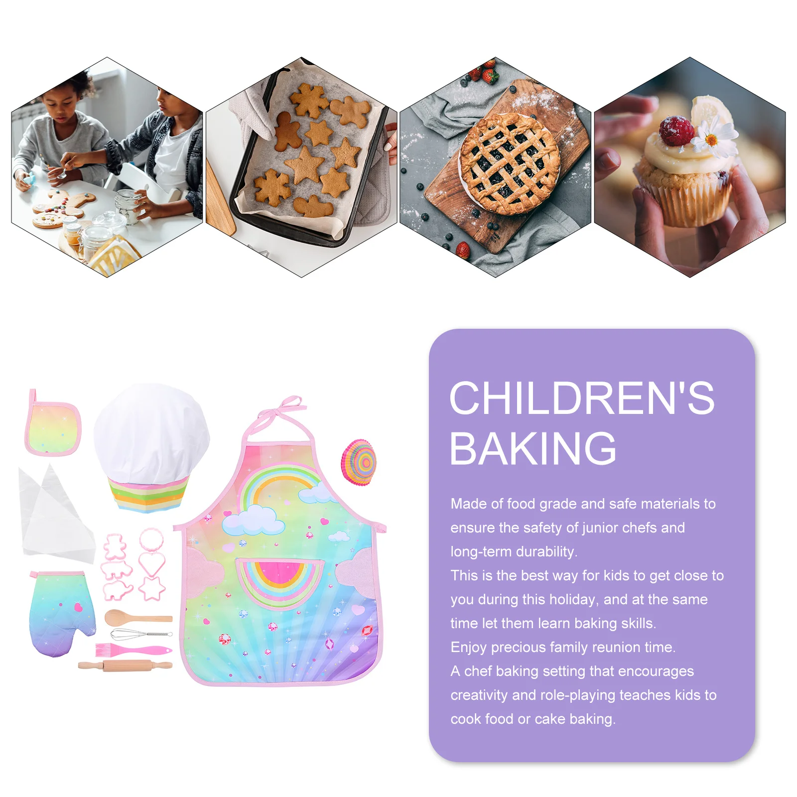 1 conjunto crianças dinossauro avental cozimento utensílios de cozinha fingir jogar conjunto educacional criança cozinhar role play ferramentas conjunto utensílios de cozinha brinquedos