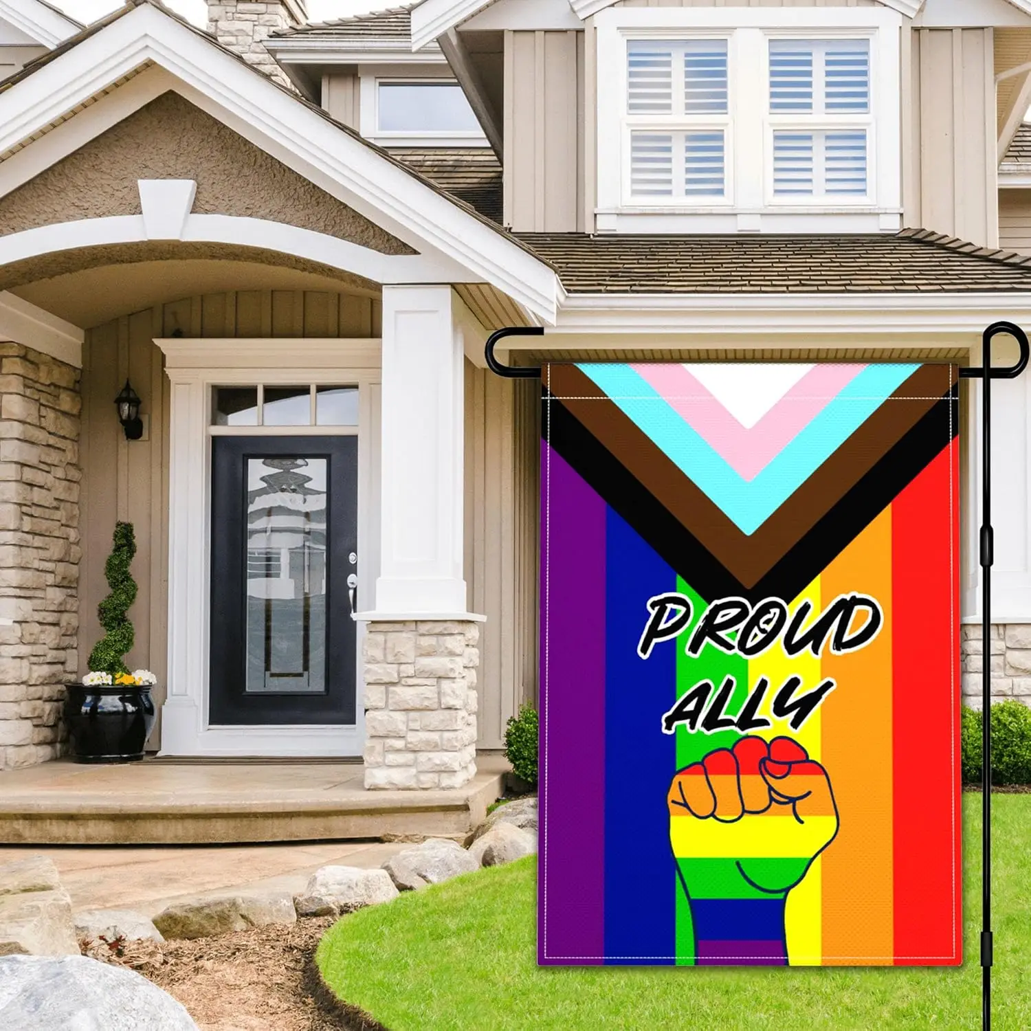 Pride Proud Ally Garden Flag 12x18 Inch LGBT Rainbow Garden Flag 3ply Polyester Double Sided for Outdoor House Yard Outside Gard