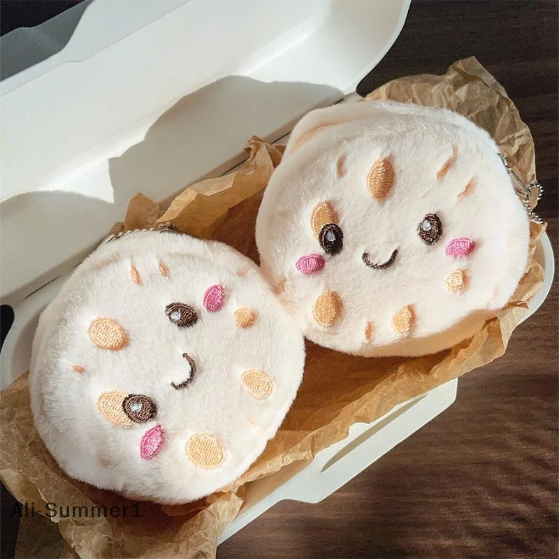 Monedero de felpa con raíz de loto de dibujos animados, colgante para auriculares, lápices labiales, bolsa de almacenamiento, llavero versátil, mochila, decoración colgante, 1/2 Uds.