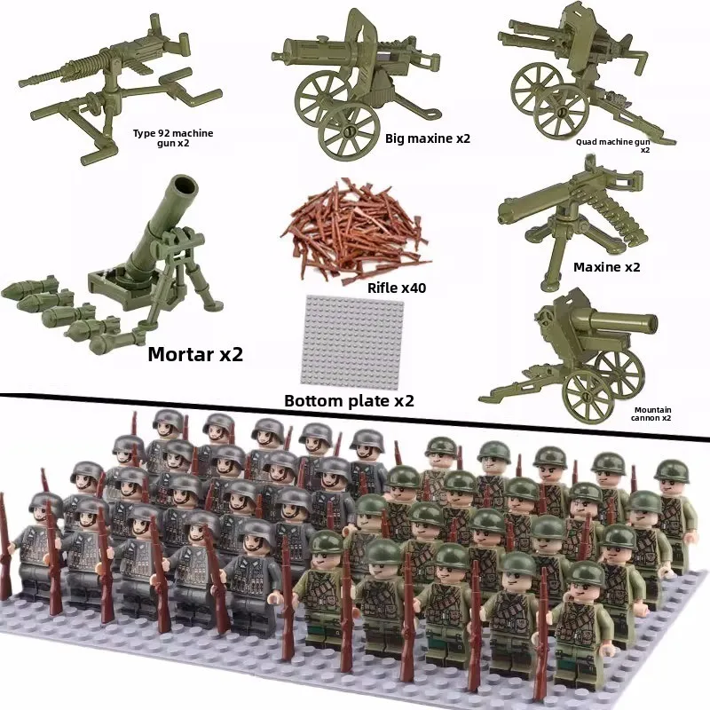 Zweiter Weltkrieg Militär-Bausteine, Puppen, Figuren, Menschenähnliche Puppen, Spielzeug, Schwere Waffen, Geburtstagsgeschenke, Zeichentrickfiguren. – Detail 7