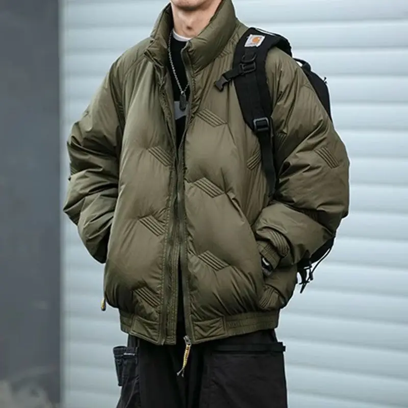 

Японское модное брендовое мятое хлопковое пальто, зимний дизайн, утолщенное теплое хлопковое пальто с воротником-стойкой, свободное хлопковое пальто для пары, куртка