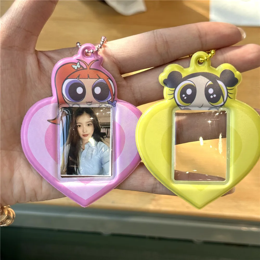 الكرتون أنيمي Powerpuff الفتيات العادية مفتاح أداة كابينة تصوير الغطاء الواقي على ظهره قلادة المعبود صور تلميذ الملحقات هدية