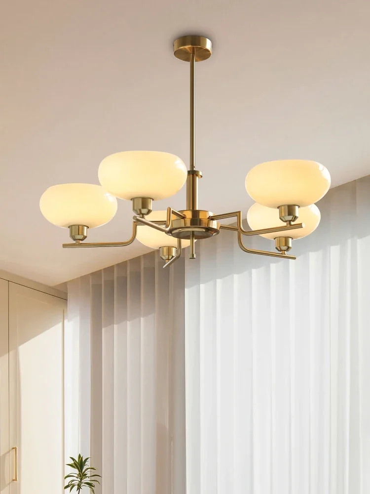 Lámpara Bauhaus francesa de mediados de siglo, lámpara Retro de diseño, luz de cristal blanco lechoso, luces colgantes para dormitorio, sala de